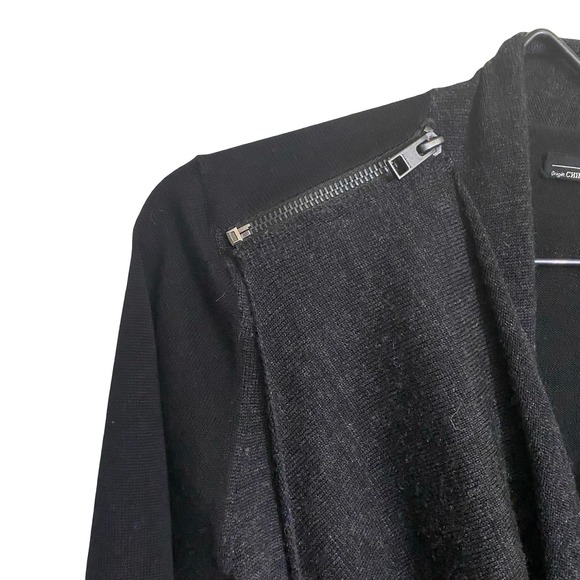 ALLSAINTS Black Charcoal Asymmetrical Drina Drape Cardigan Sweater Size 4 - Picture 6 of 12